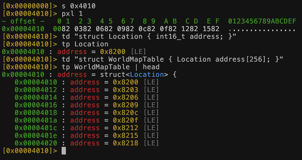 defining structs in rizin